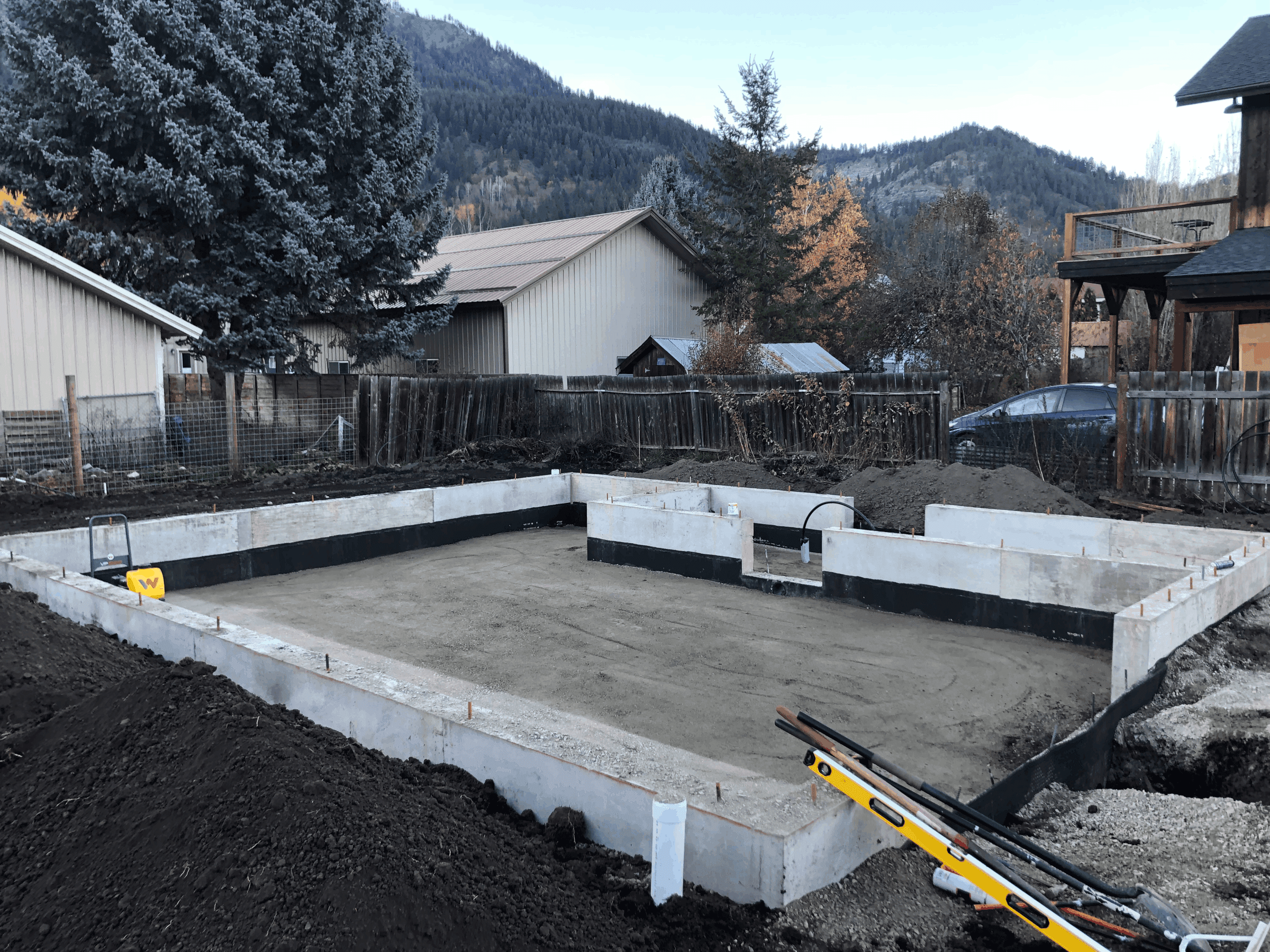 Foundation and footings for a residential home