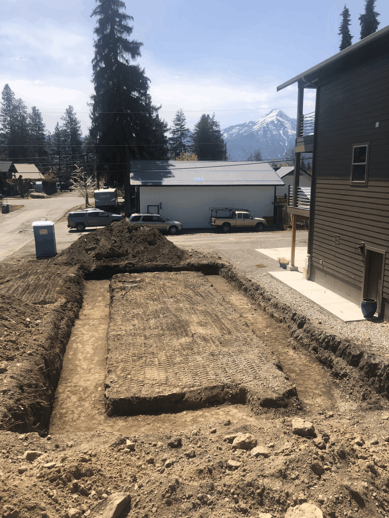 Overview of foundation dug for a residential home
