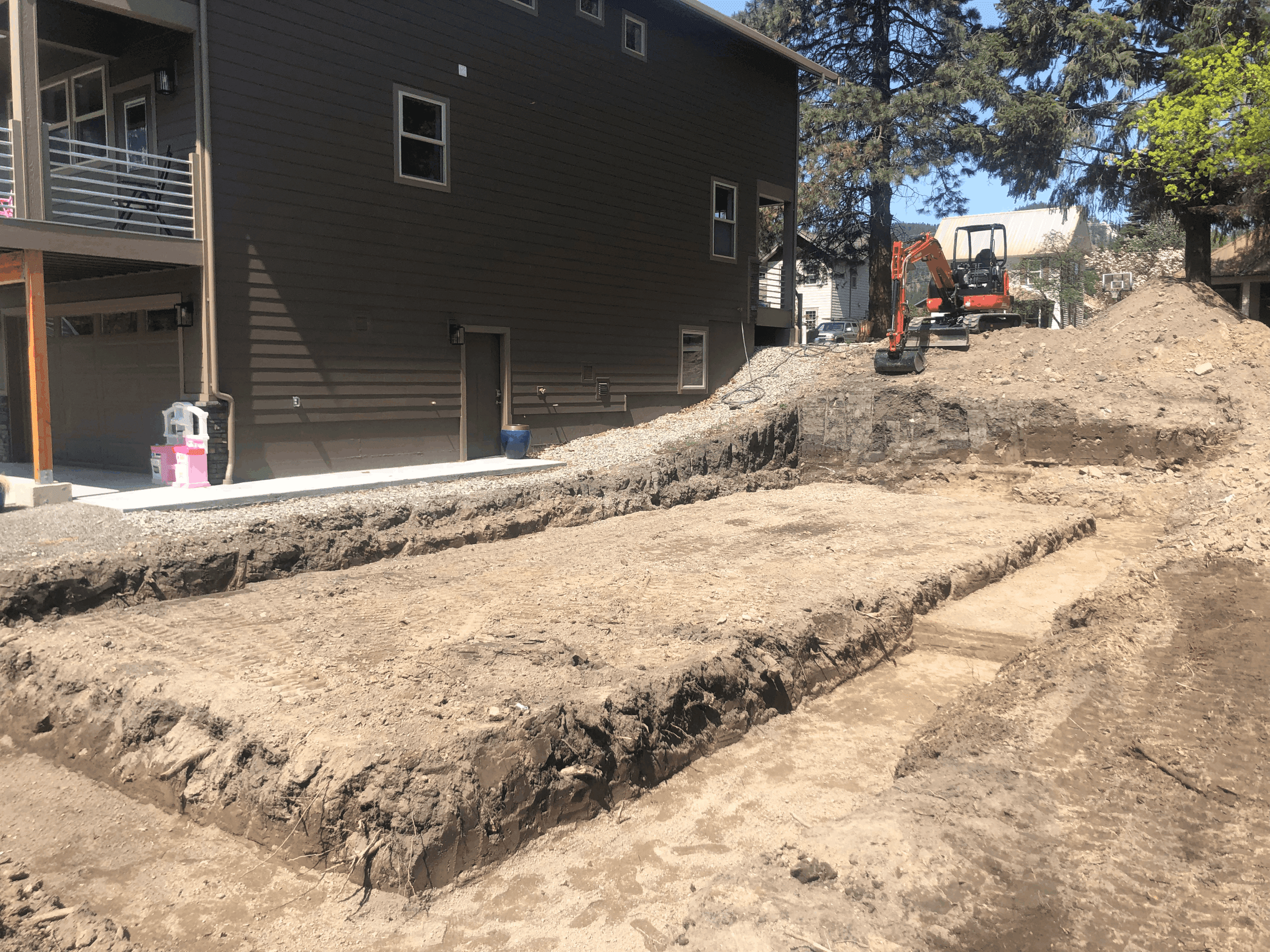 Ground level view of foundation dug for a residential home