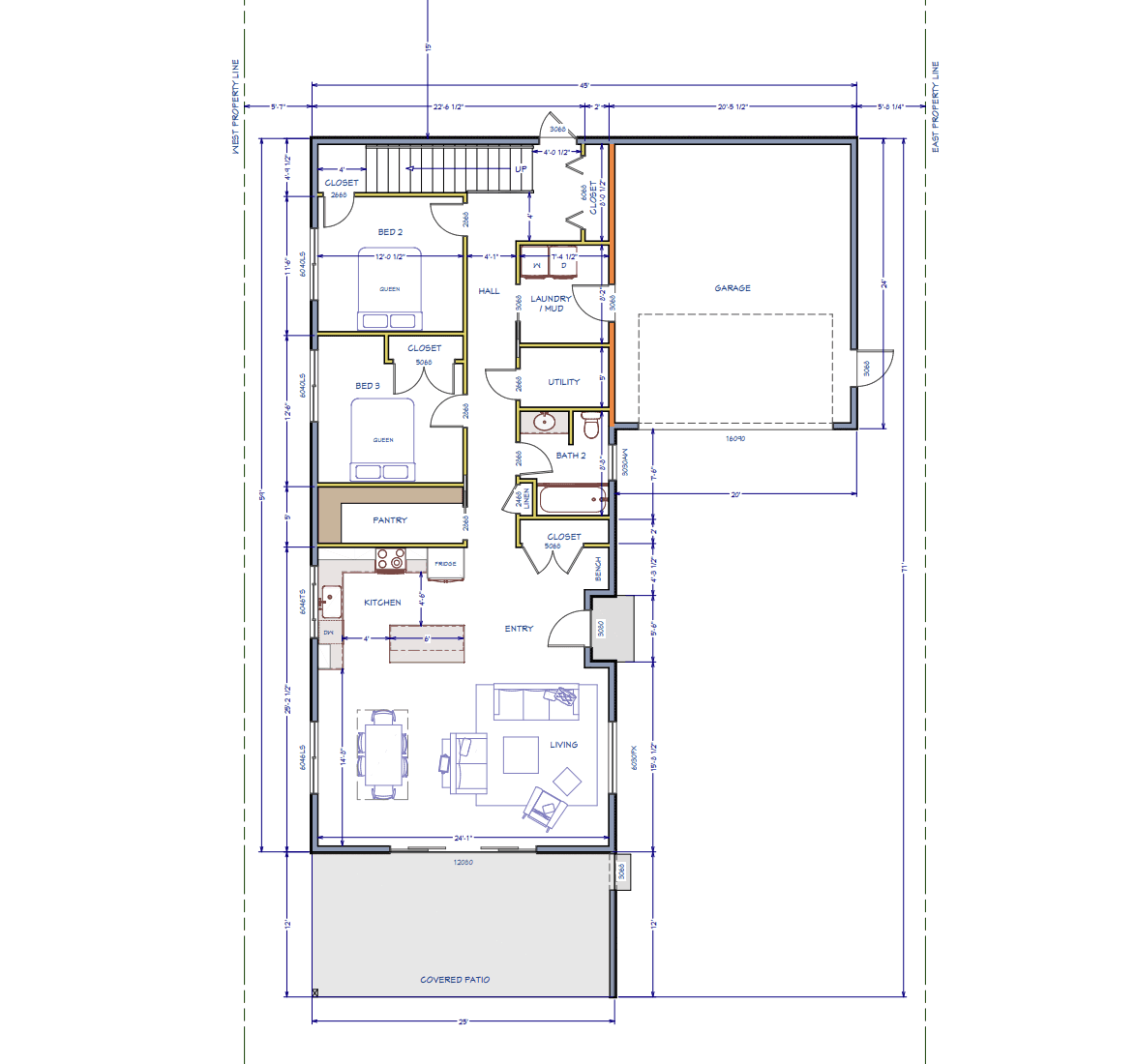Floor layout of Orchard St house downstairs