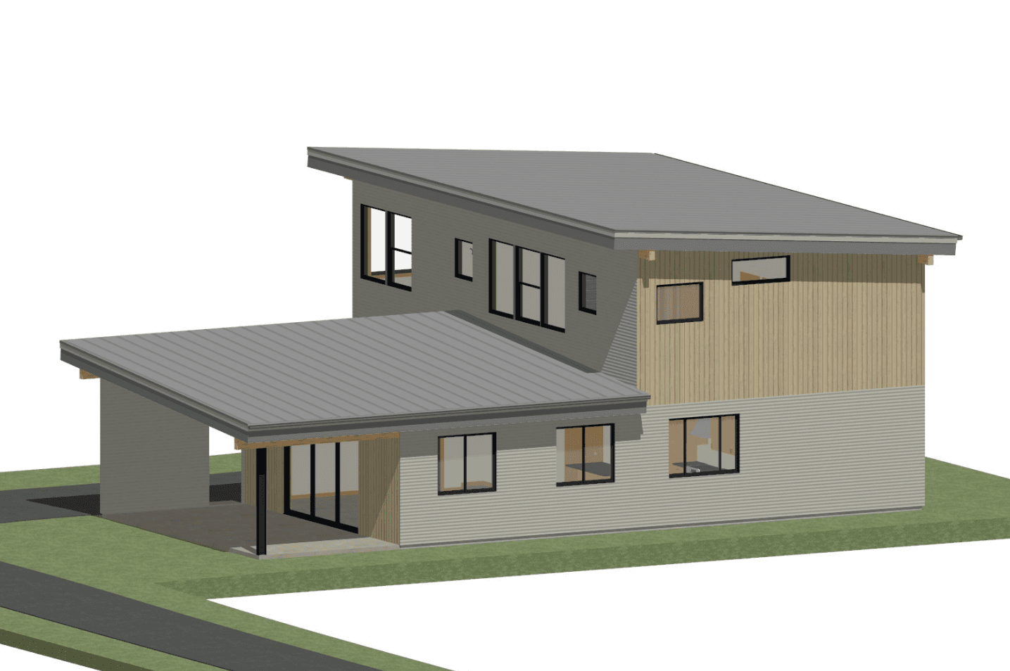 Architectural rendering of exterior of modern home
