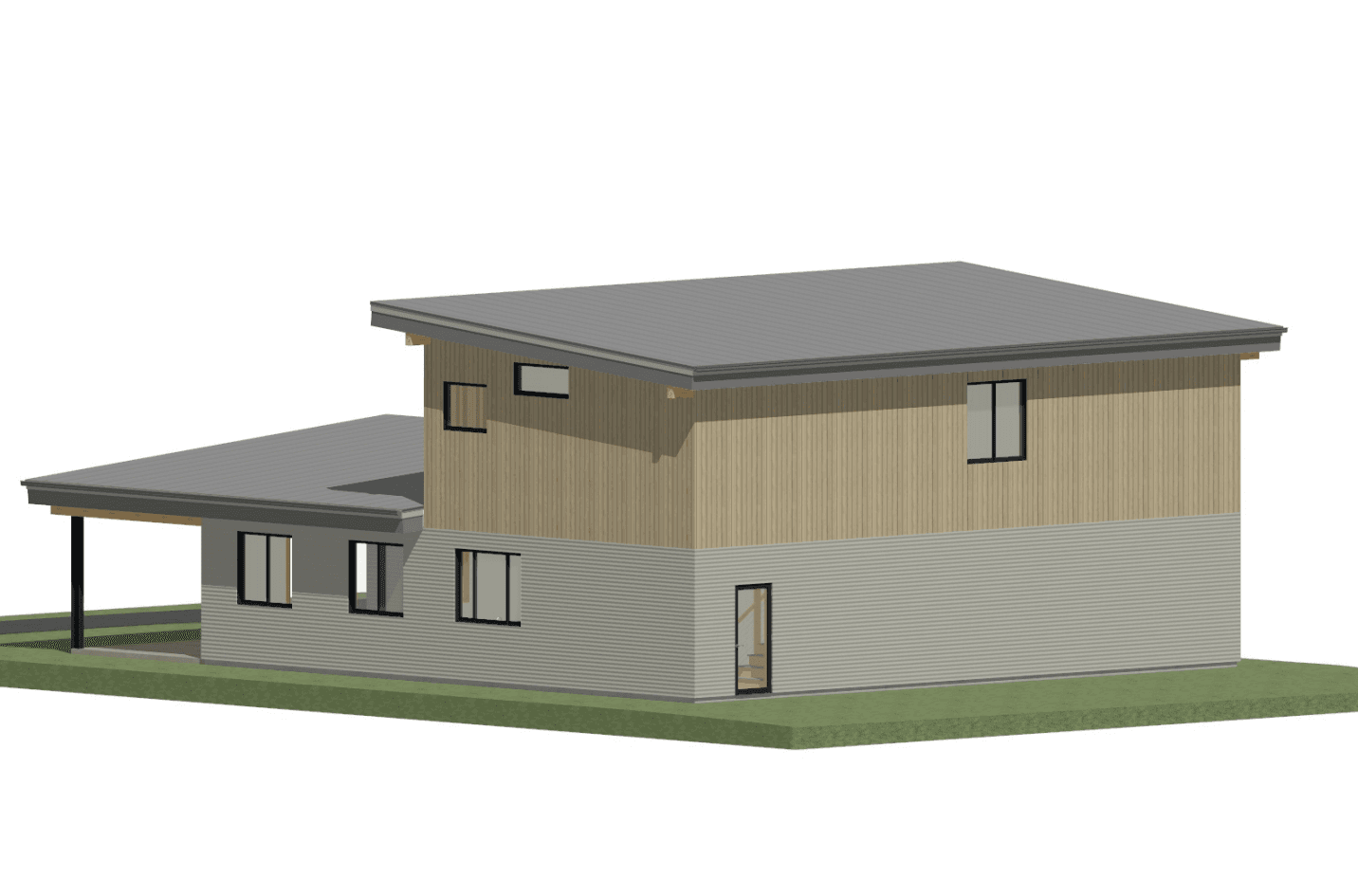 Architectural rendering of exterior of modern home