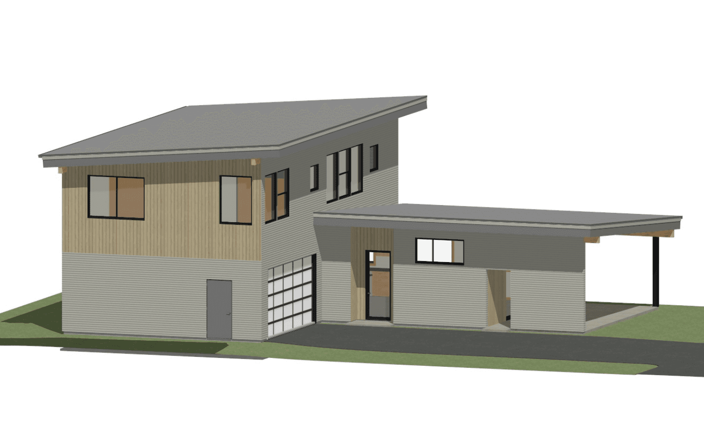 Architectural rendering of exterior of modern home