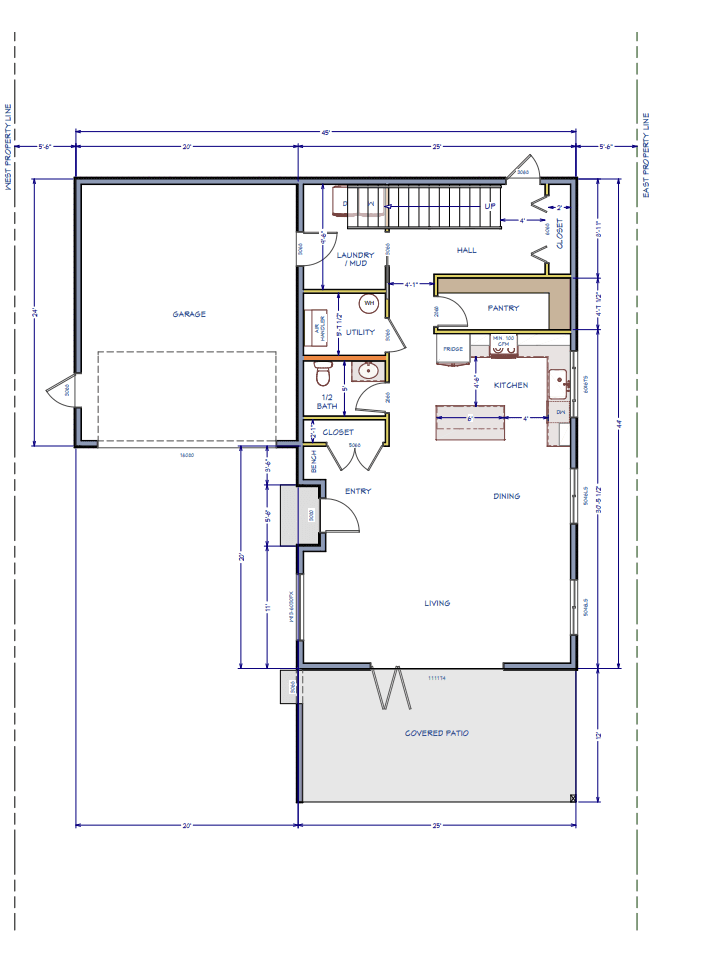 Design layout of downstairs showing garage and living spaces